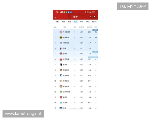2025赛季德甲最新积分榜：争冠形势激烈 强队角逐进入白热化阶段